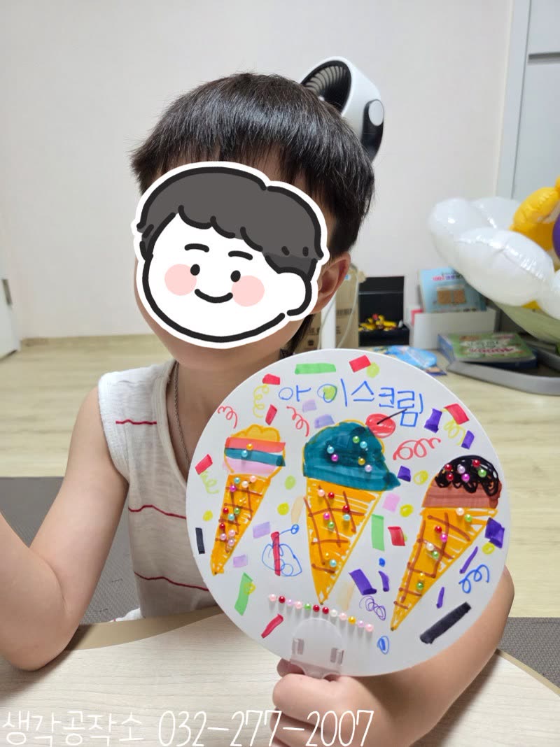 생각공작소 인천 오감쑥쑥 바우처 얇은 냅킨 한 장이 나만의 부채가 되었어요 🌸 냅킨아트 부채 만들기 🎋 활동사진 2